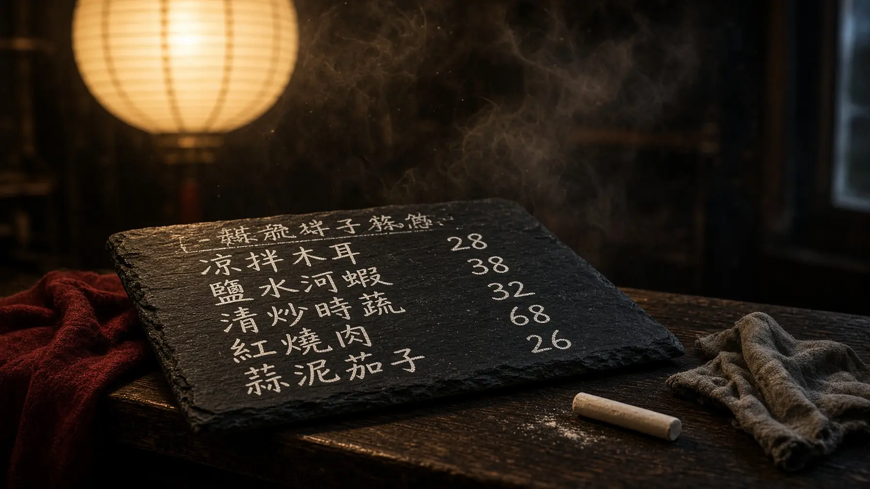 An illustrative daily menu written in chalk.